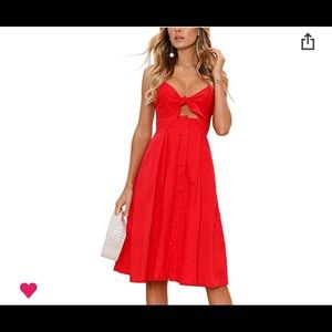 Women’s red spaghetti strap tie front dress